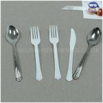 7 Inch White Cutlery Sets,Elegant Carved PS Knife Spoon Fork,China Factory Offered Disposable Spoon And Fork Knife for sale