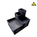 Small Black Esd Safe Bin Conductive Ic Parts Tray Anti Static Memory Tool Box Container Eurostat Esd Box With Cover for sale