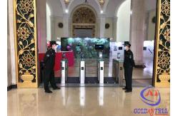 China No Noise Library Exhibition Hall Swing Barrier Gate With Facial Recognition / RFID Card supplier