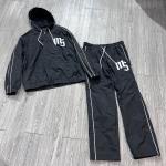Custom Windbreaker Zip up Hoodie Nylon Jacket Screen Print logo Reflective Rhinestone Patches Sweatsuit Tracksuit Sweatpants Set for sale