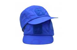 China Cotton Nylon Polyester 5 Panel Camper Hat With Medium Brim Length And Lining supplier