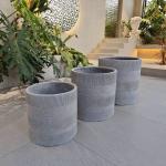 Hand Carve Finishing Fiber Clay Planter D300*H270 With Drainage Holes for sale