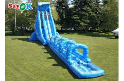 China 100ft Long Inflatable Water Slide Park Large Commercial Inflatable Water Slide With Pool supplier