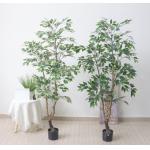Bonsai Fake Branch Banyan Microcarpa Green Leaf Plastic Artificial Ficus Tree Outdoor for sale