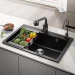 Multifunction Kitchen Sinks 304 Stainless Steel Kitchen Sink Faucet Modern Black Waterfall Rainfall Single Bowl Kitchen for sale