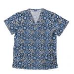155 GSM Plain Woven Short Sleeve V Neck Printed Nursing Scrubs for sale