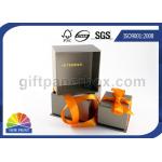 Silver Cardboard / Art Paper Hinged Lid Gift Box With Ribbon Bowknot for sale