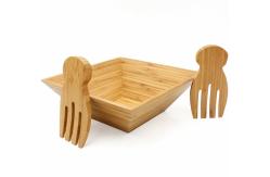 China Eco Friendly Totally Bamboo Salad Bowl Set With Matching Salad Servers supplier