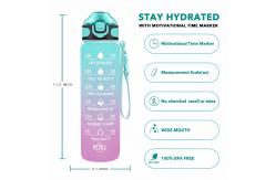 China 32oz Gym Plastic Motivational Water Jug Tritan Sports Water Bottle supplier