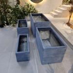 Green Fiber Clay Outdoor Planters with Rectangle Shape Frost Resistant Flower Pot