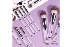 China 14PCS Professional Quality Makeup Brush Set Shiny Silver Ferrule And Clear Plastic Handle supplier