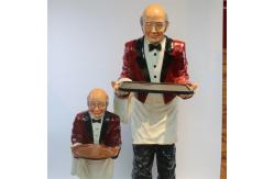 China 145cm Height Antique Polyresin Statue Figurine Resin Butler Holding A Plastic Tray supplier