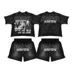 Custom Summer Streetwear Casual Sleeveless Shorts Sets Short Sleeve Cotton T Shirt Shorts Tracksuit Set Men's 2 Pieces Sets for sale