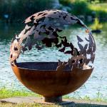 120cm Corten Steel Fire Pits 800mm Sphere Firepit Decoration