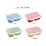 Rectangle 3 Compartment Collapsible Bento Box For Adults