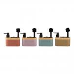 3N1 Sand stone Kitchen Soap Dispenser with black cleaning ball and S/S brush and  Kitchen debossed on body and fauxwood top hand wash dispenser kitchen utensil caddy for sale