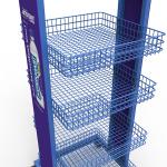 Demountable Water Bottle Display Rack Beverage Display Stand With Casters