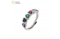 China 18k Gold Plated Heart Diamond Rings Adjustable Open Sweet Love Zircon supplier