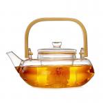 Transparent Blooming Tea Pot With Filter , Hand Blown Tea Cup Set With Kettle for sale