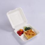 Oem Biodegradable Sugarcane Bagasse Clamshell Box 9in 3 Compartment Meal Prep Containers