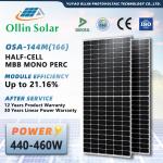 OLLIN Solar Half Cell Solar Panels 445W 450W 455W 460W Solar Energy Panel for sale