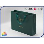 350g Green Coated Shopping Paper Gift Bags Customized Logo With Silk Handle for sale