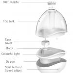 HOMEFISH Desktop Ultrasonic Room Humidifier 2 Speed Large Capacity 1.5L