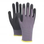 Industrial 15 Gauge Gray Nylon Spandex Safety Gloves Black Nitrile Coating Anti Slip Gloves for sale