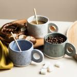 300ML Ceramic Nordic Ring Handle Coffee Mug Speckled Brief Novelty Pattern Milk Tea Cup Breakfast Milk Mug for sale