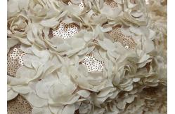 China Romantic Champagne Rosette Sequin Lace Fabric , Nylon Bridal Mesh Fabric supplier