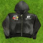 100% Cotton Crop Zip Up Hoodie Embroidery Patches Heavyweight Cool Streetwear Hoodies for sale