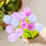 Flower Design Tulip Color Changing Neutral Pen 0.38mm Office School Gift Pen for sale