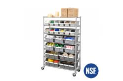 China Dust Proof 7 Tier NSF Approved Industrial Wire Shelving With Storage Bin supplier