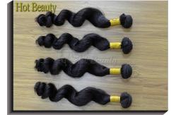 China 6A Grade Black Virgin Human Hair Extensions Natural Wave Full Head Bundles supplier