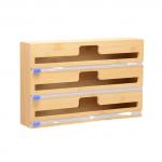Kitchen Drawer 2 In 1 Bamboo Plastic Wrap Dispenser With Cutter