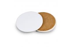China Blank Coated Round Shape Sublimation Ceramic Coaster With Cork Back supplier