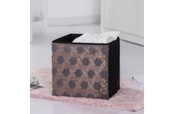 China 30x30x30cm Black And Gold Fabric Foldable Storage Bins supplier