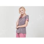 Homestyle Round Neck Women'S Pajama Short Sets , Ladies Striped Pyjamas sets for sale