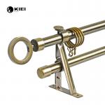 Classic Double Pipe Curtain Rods Antique Brass Color For Home Decoration for sale