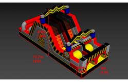 China Danger Obstacles Inflatable Bounce House Castles With Two Slides supplier