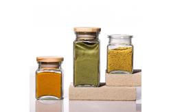 China Odm Pasta Empty Glass Storage Jars Containers Square With Wooden Lids supplier