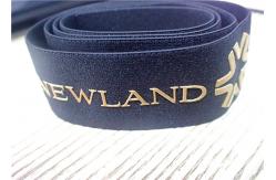 China 30MM Black Jacquard Elastic Band Silk - Screen Printed With Glossy Golden Silicone Logo supplier
