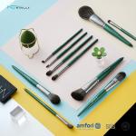 Green Wooden Handle 10piece Cosmetic Makeup Brush Set With Synthetic Hair for sale
