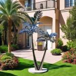 Mirror Polished Tree Sculpture Palm Tree Stainless Steel Garden Feature