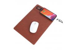 China Customized Logo Brown Wireless Charging Mouse Pad With Holder supplier