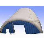 Large white and blue inflatable event tent with clear sky windows for sale