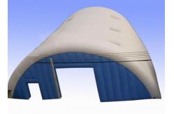 China Large white and blue inflatable event tent with clear sky windows supplier