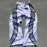 Custom Windbreaker Side Stripe Embroidery Print Oversized Nylon Jogger Wide Leg Baggy Pants Sweatpants Flare Sweat Pants Men for sale