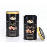 Round Metal Embossed Tall Coffee Tin Cans Outside White Lacquer for sale