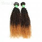 Colored Peruvian Virgin Hair Body Wave / Three Tone  Kinky Curly Hair Extensions for sale